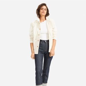 White Everlane denim chore jacket